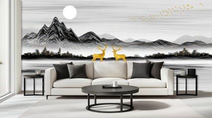 Contemporary Gray wallpaper for Living Room