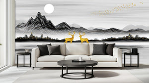 Contemporary Gray wallpaper for Living Room