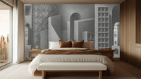 geometric Relief Structure 3D wallpaper for a modern hotel wall