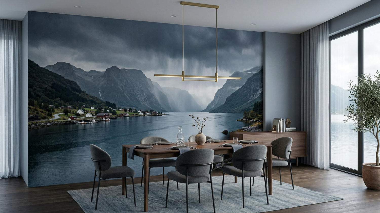 Modern Gray wallpaper for Dining Room