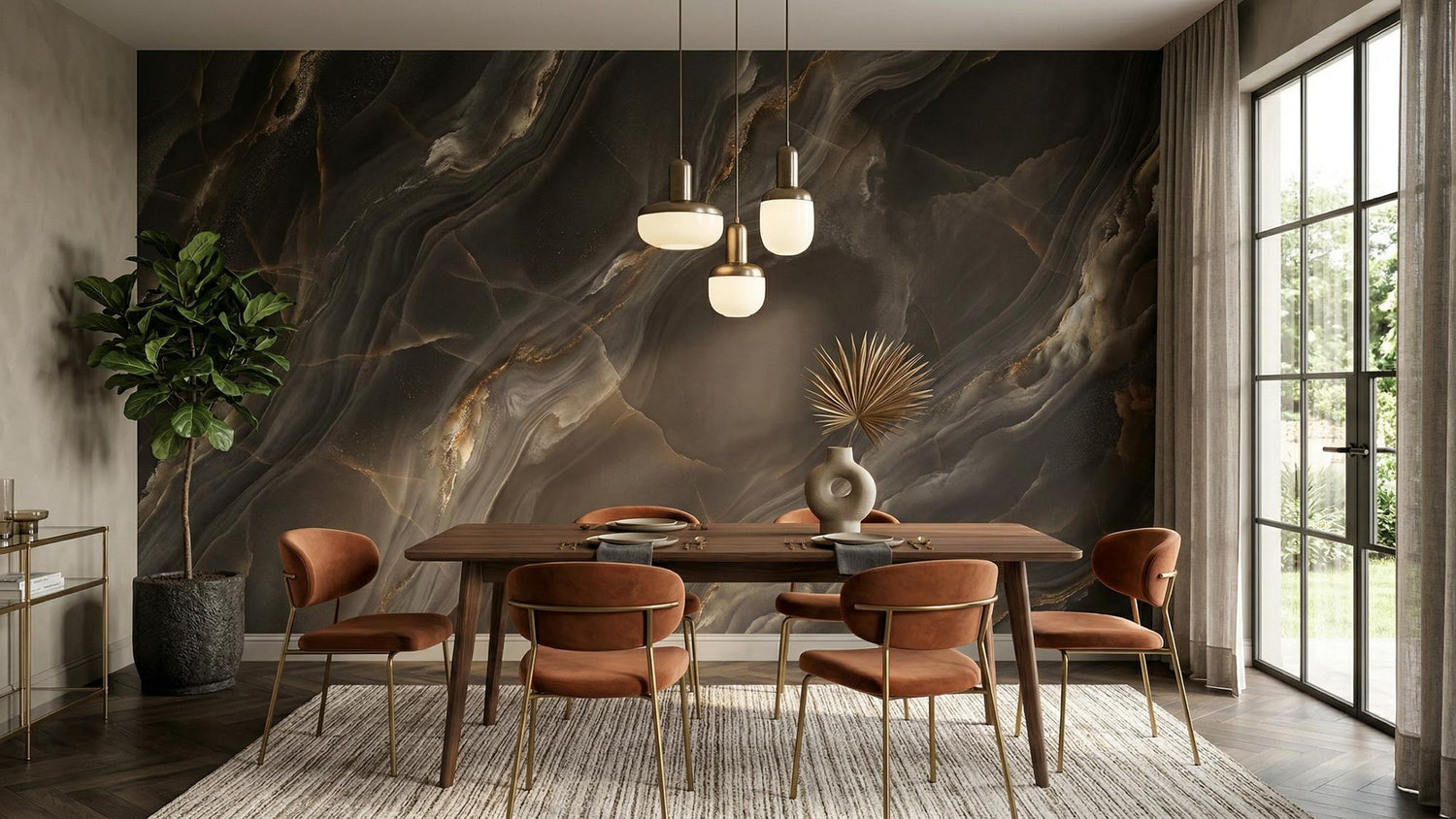 Yemek Odası için Modern Gri duvar kağıdı