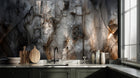 Black and silver wallpaper mural with dark modern monochrome visual texture
