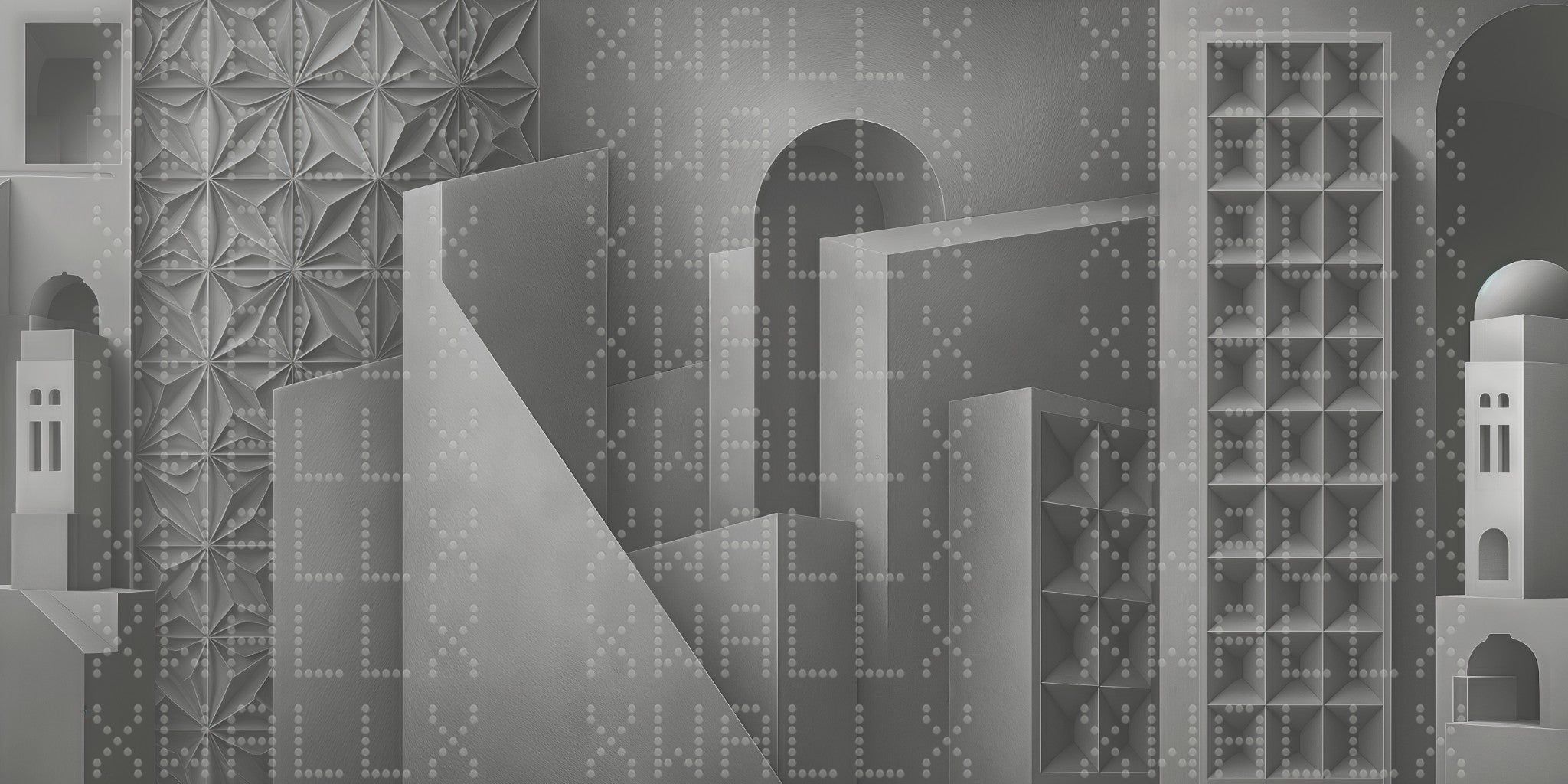 Geometric Relief Structure Wallpaper