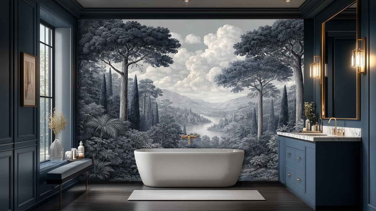 Traditional Gray wallpaper for Bathroom