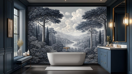 Traditional Gray wallpaper for Bathroom