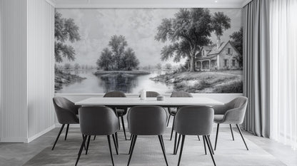 Traditional Gray wallpaper for Dining Room