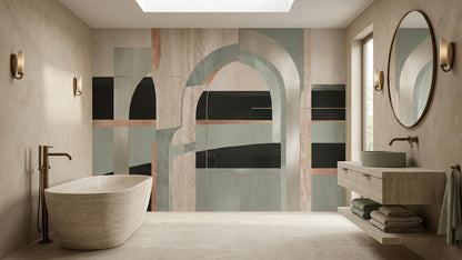 Abstract Green wallpaper for Bathroom