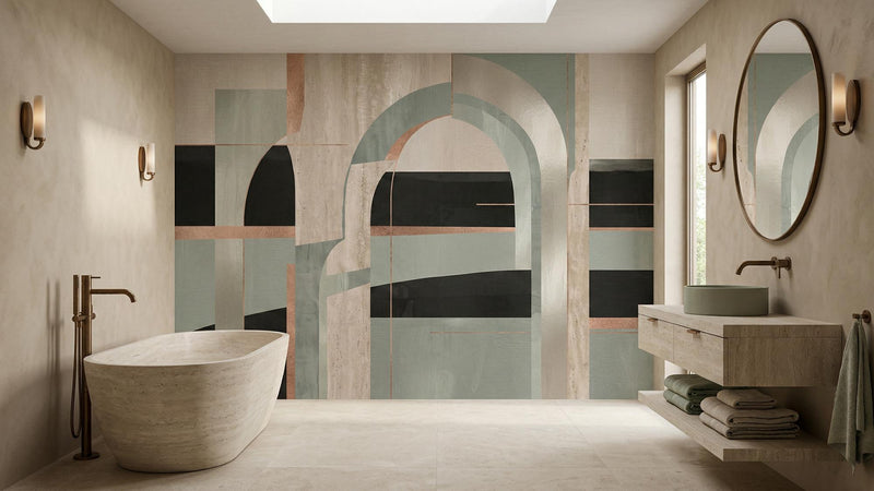Banyo için Soyut Yeşil duvar kağıdı