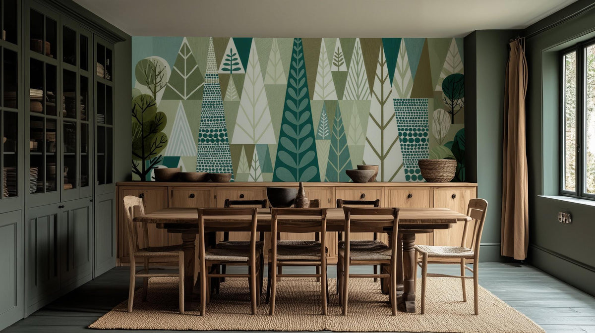 Abstract Green wallpaper for Dining Room