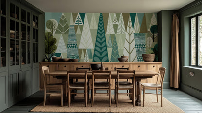 Abstract Green wallpaper for Dining Room