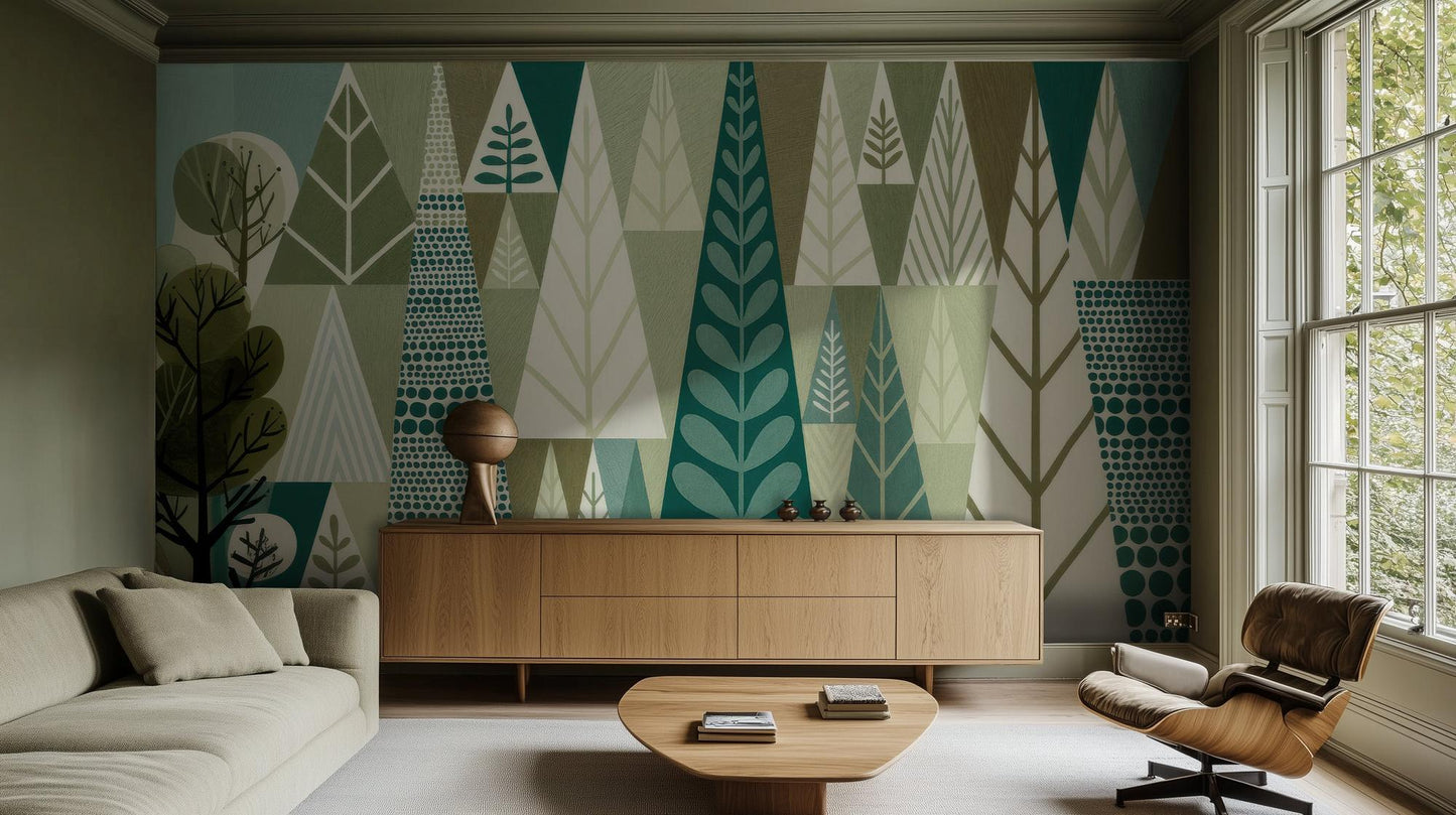 Abstract Green wallpaper for Living Room