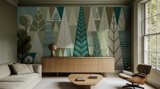 Abstract Green wallpaper for Living Room