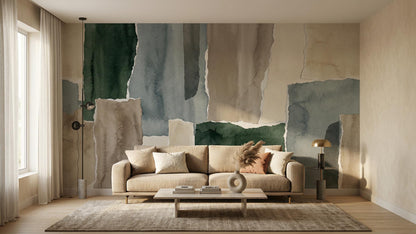 Abstract Green wallpaper for Living Room
