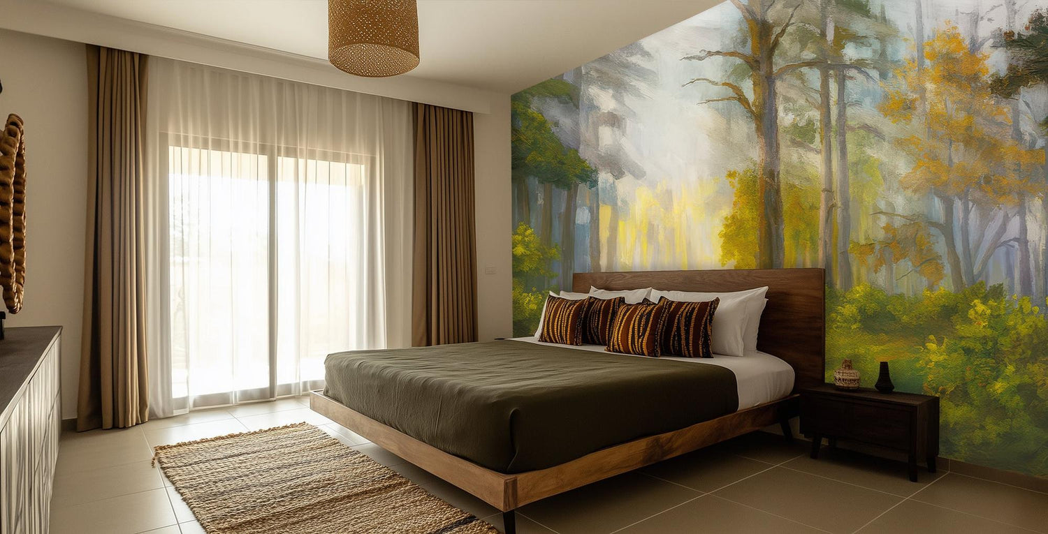 Artistic Green wallpaper for Bedroom