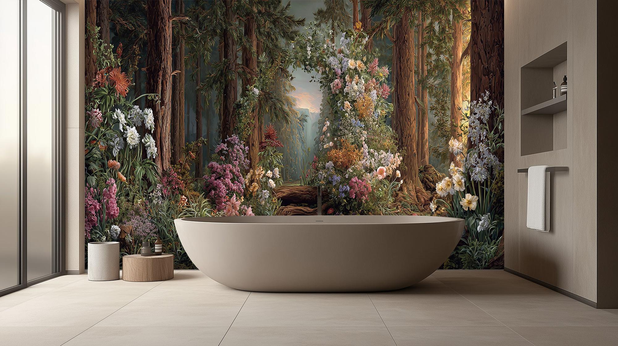 Banyo için Çağdaş Yeşil duvar kağıdı