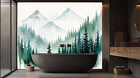 Contemporary Green wallpaper for Bathroom