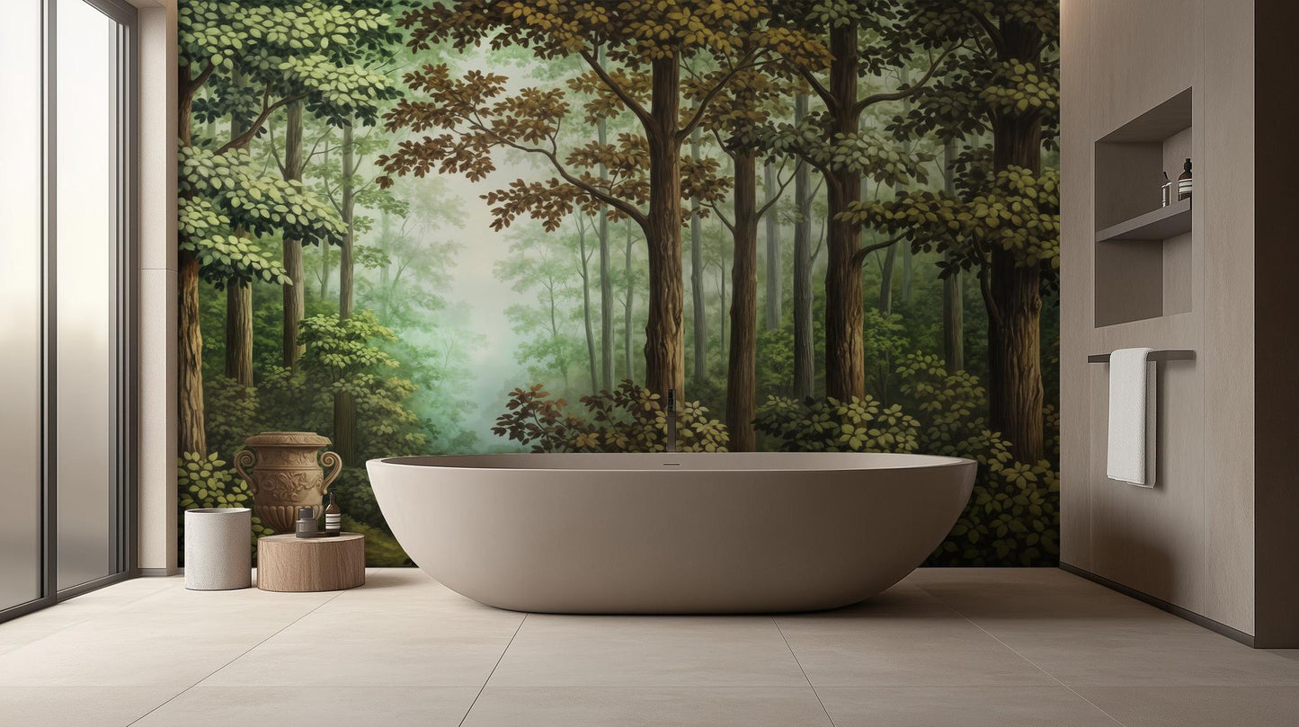 Contemporary Green wallpaper for Bathroom