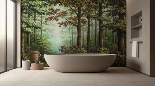Contemporary Green wallpaper for Bathroom