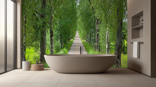 Contemporary Green wallpaper for Bathroom