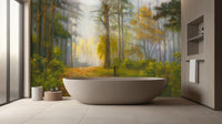 Contemporary Green wallpaper for Bathroom