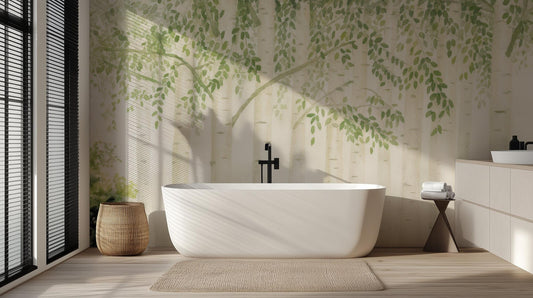 Contemporary Green wallpaper for Bathroom