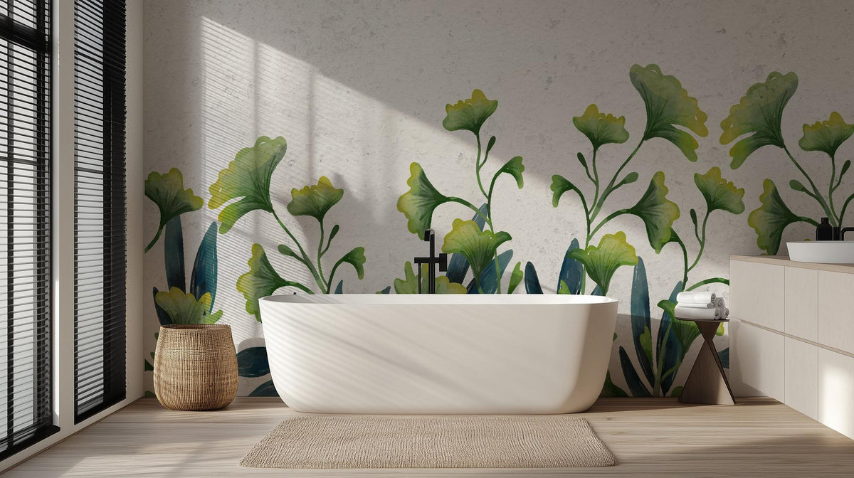 Contemporary Green wallpaper for Bathroom