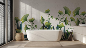 Contemporary Green wallpaper for Bathroom