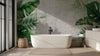 Tropical Foliage and Concrete Texture Wallpaper