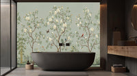 Contemporary Green wallpaper for Bathroom