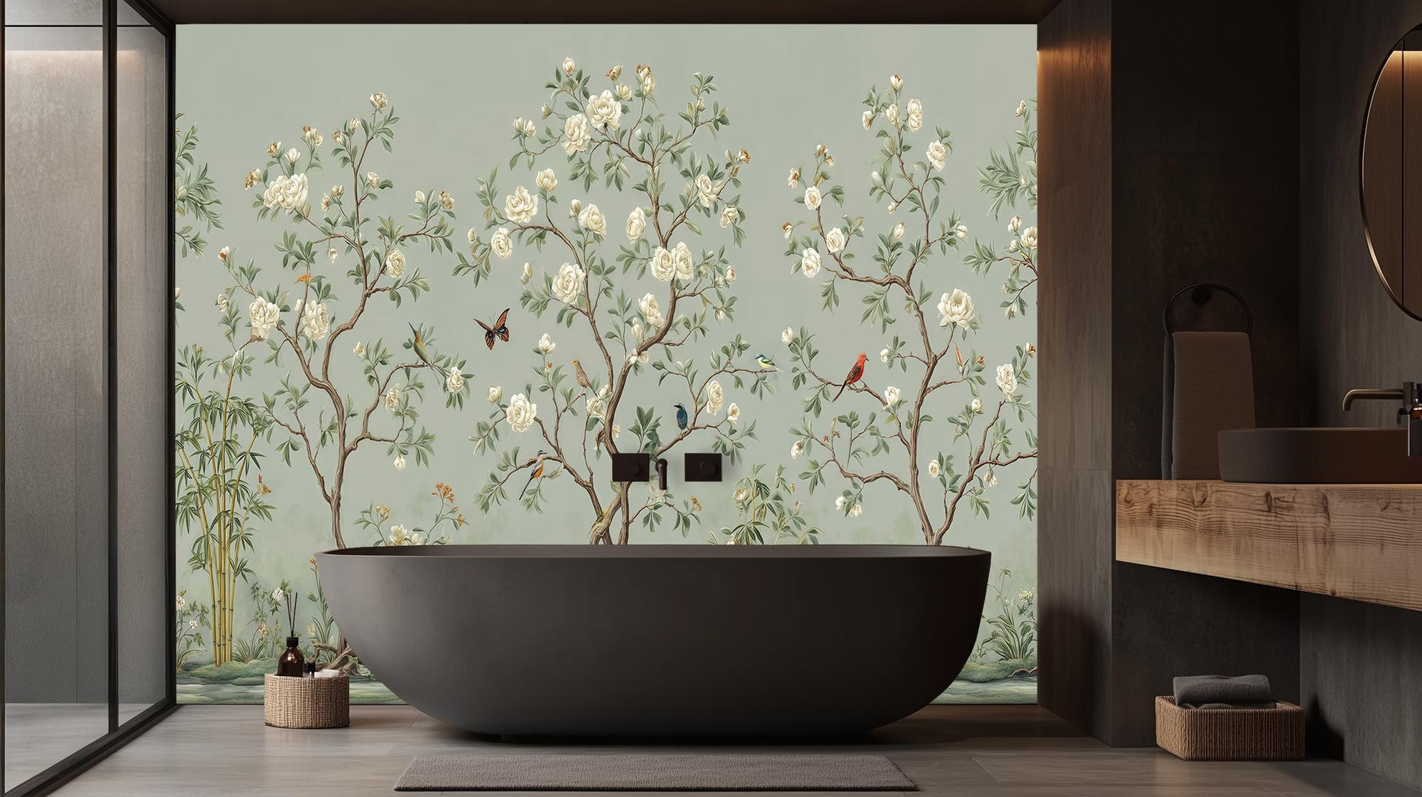 Banyo için Çağdaş Yeşil duvar kağıdı