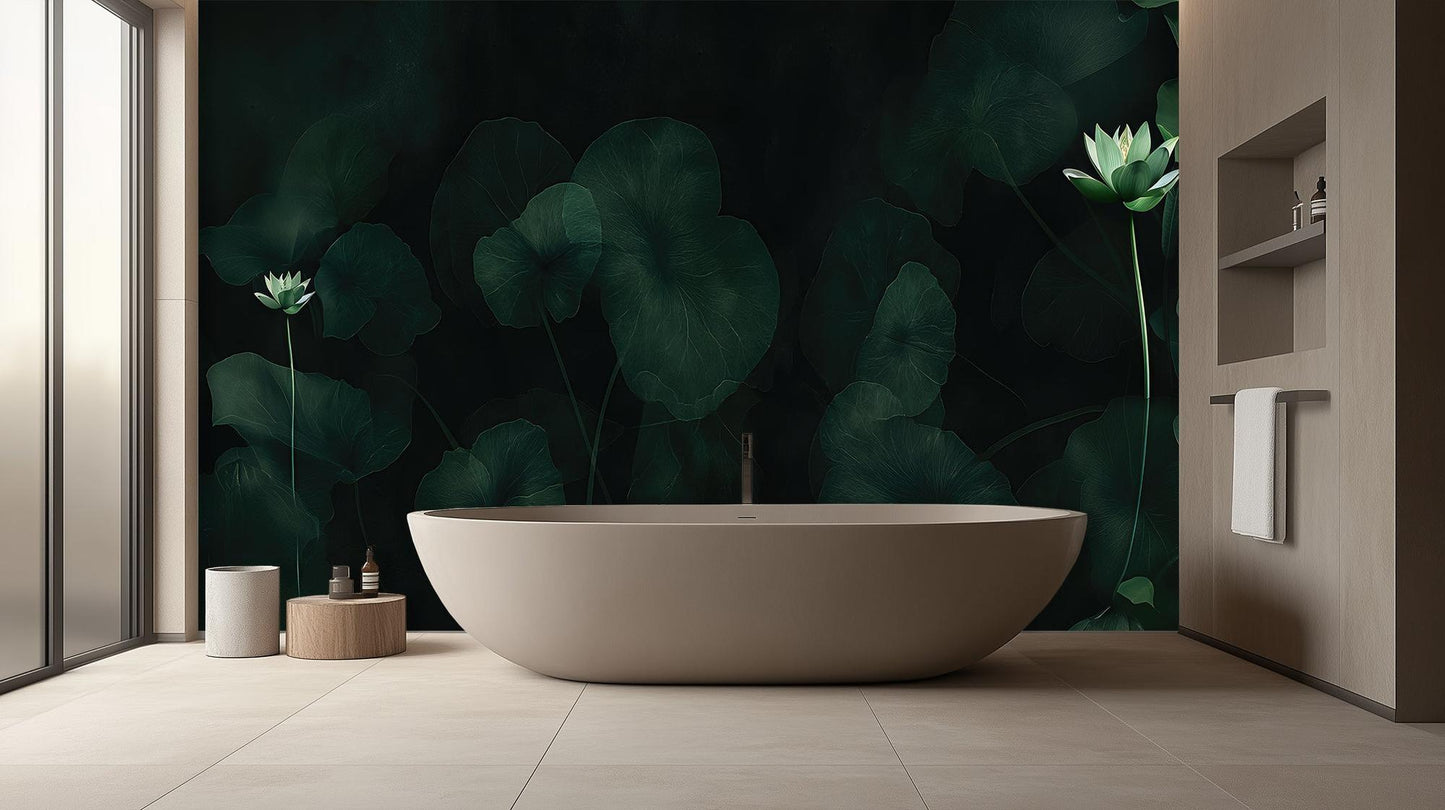 Contemporary Green wallpaper for Bathroom