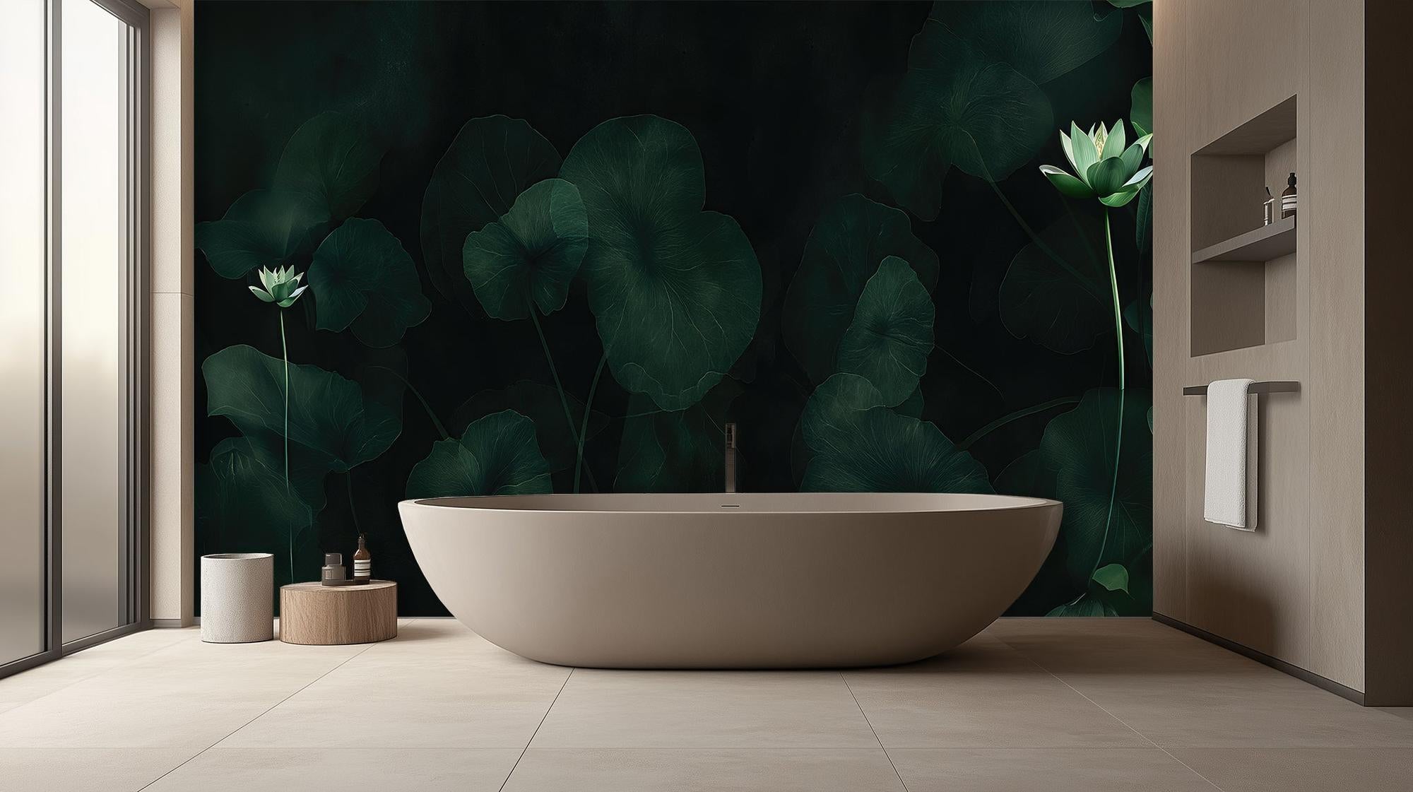 Banyo için Çağdaş Yeşil duvar kağıdı