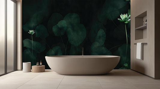 Contemporary Green wallpaper for Bathroom