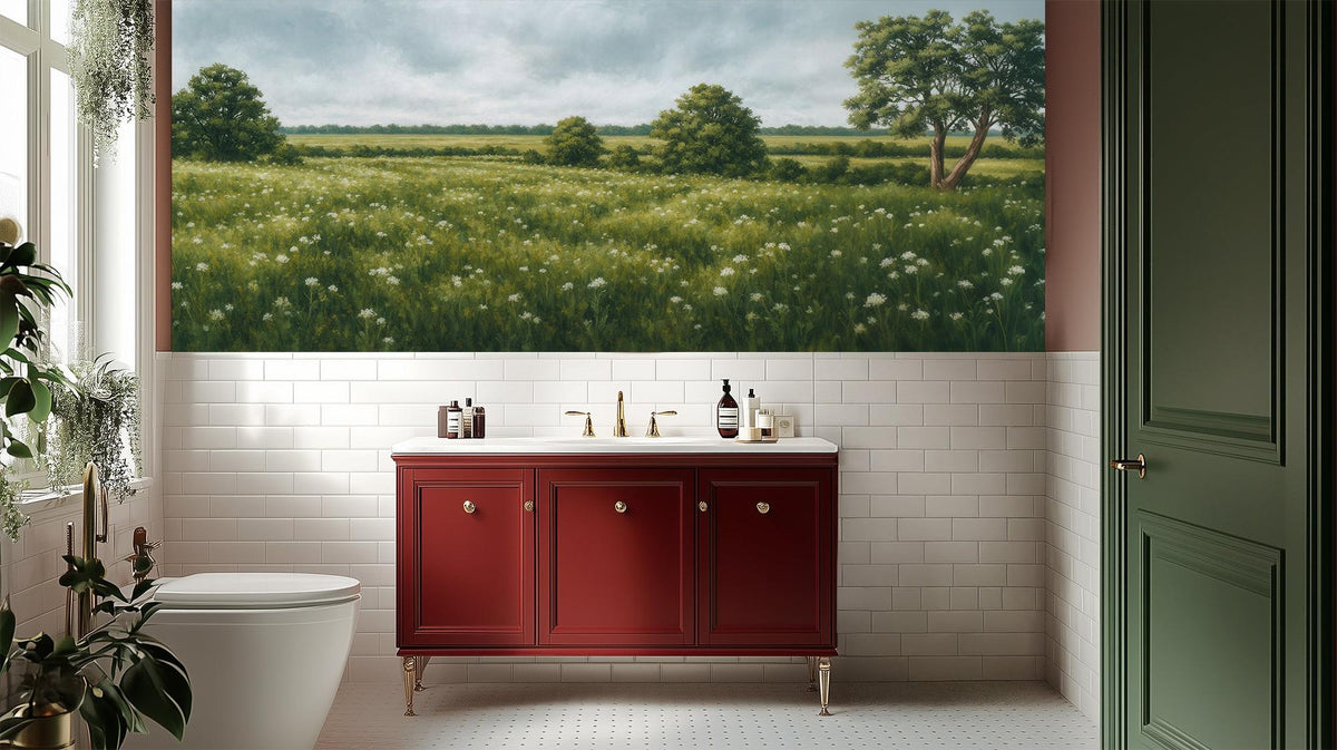 Contemporary Green wallpaper for Bathroom
