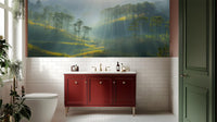 Contemporary Green wallpaper for Bathroom