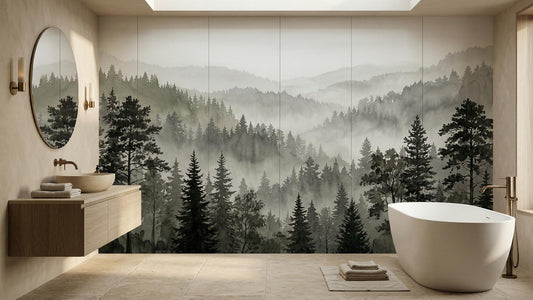 Contemporary Green wallpaper for Bathroom
