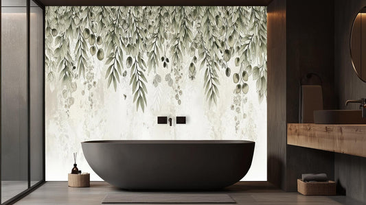 Contemporary Green wallpaper for Bathroom
