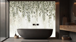 Contemporary Green wallpaper for Bathroom