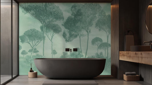 Contemporary Green wallpaper for Bathroom