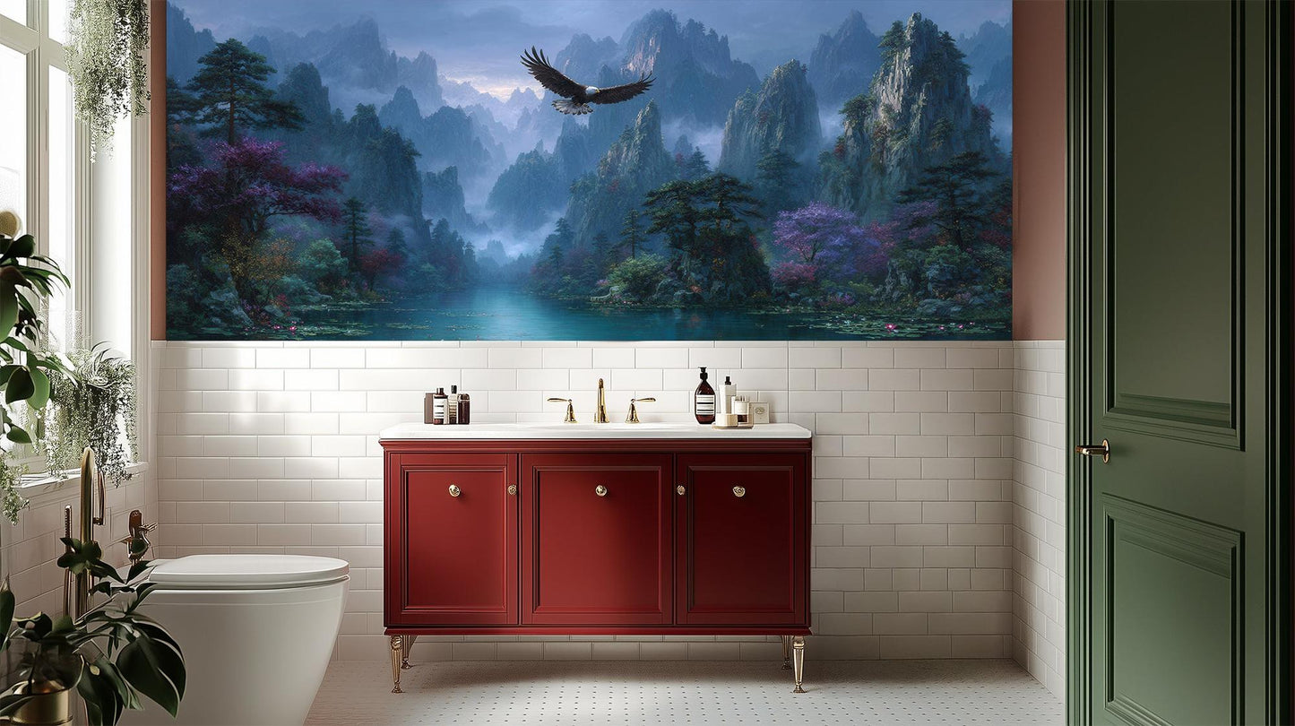 Contemporary Green wallpaper for Bathroom
