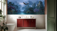 Contemporary Green wallpaper for Bathroom