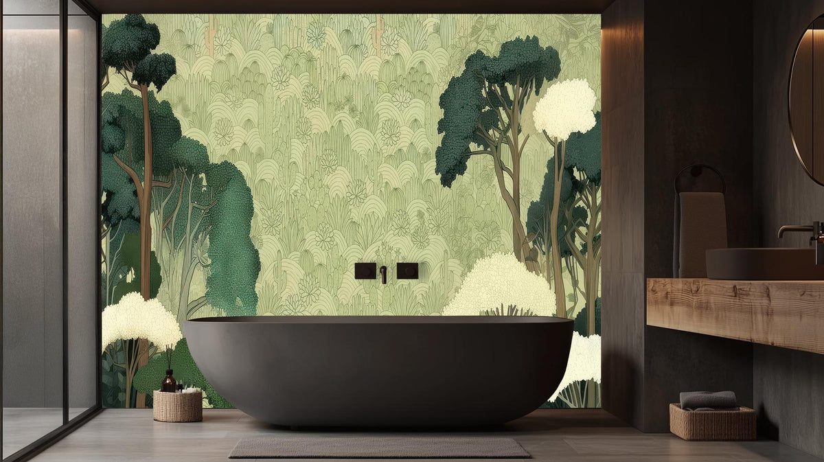 Contemporary Green wallpaper for Bathroom