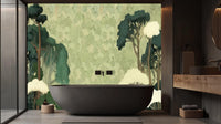 Contemporary Green wallpaper for Bathroom