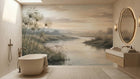 Contemporary Green wallpaper for Bathroom