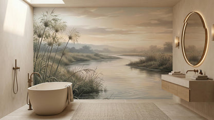 Contemporary Green wallpaper for Bathroom