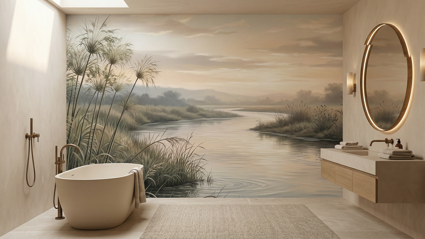 Contemporary Green wallpaper for Bathroom