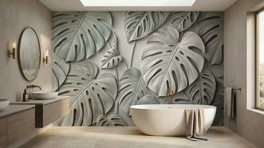 Contemporary Green wallpaper for Bathroom