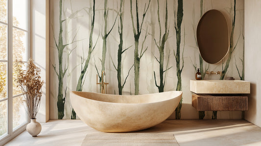 Contemporary Green wallpaper for Bathroom