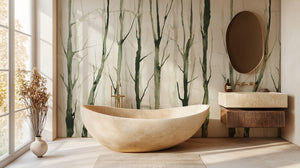 Contemporary Green wallpaper for Bathroom