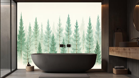 Contemporary Green wallpaper for Bathroom